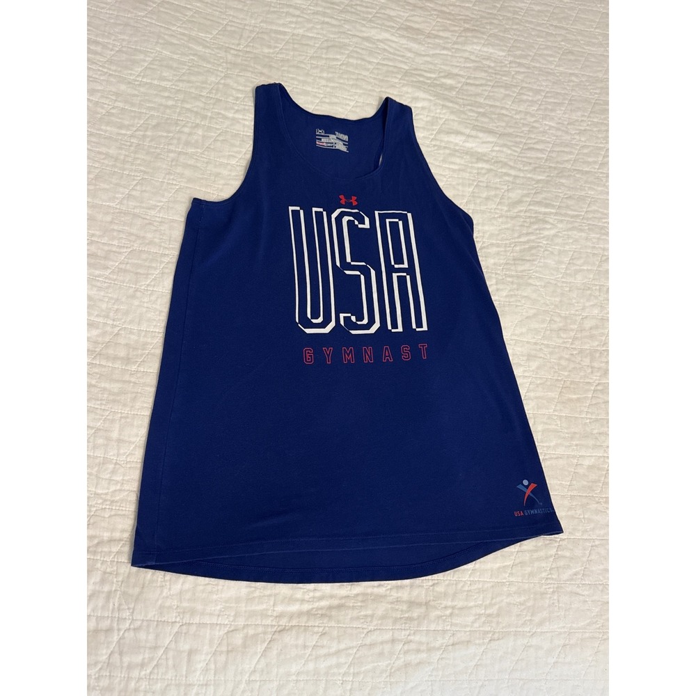 Under Armour USA Gymnastics Tank Top YLG‎ Youth Girls Athletic Shirt runs big